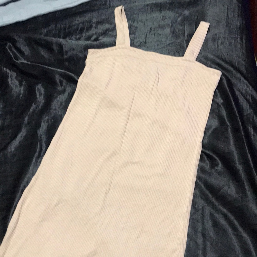 Nude midi ribbed dress